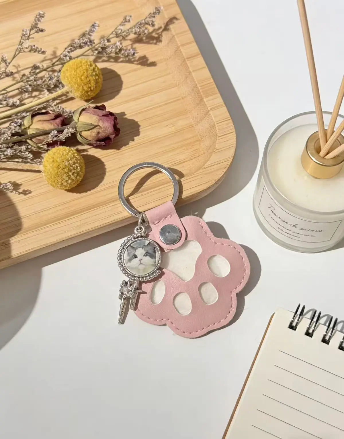 Personalized Time Gem ＋ Pet Paw Keyring